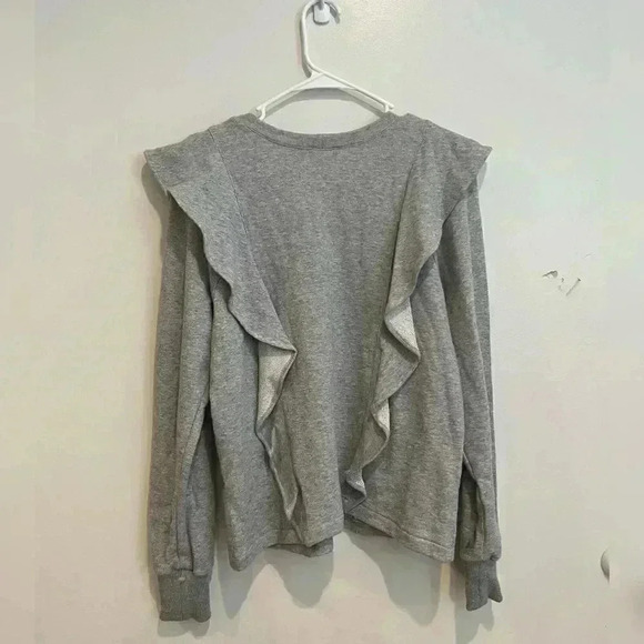 A.L.C. Gray Keller Ruffle Crewneck Pullover Sweatshirt - Picture 7 of 10